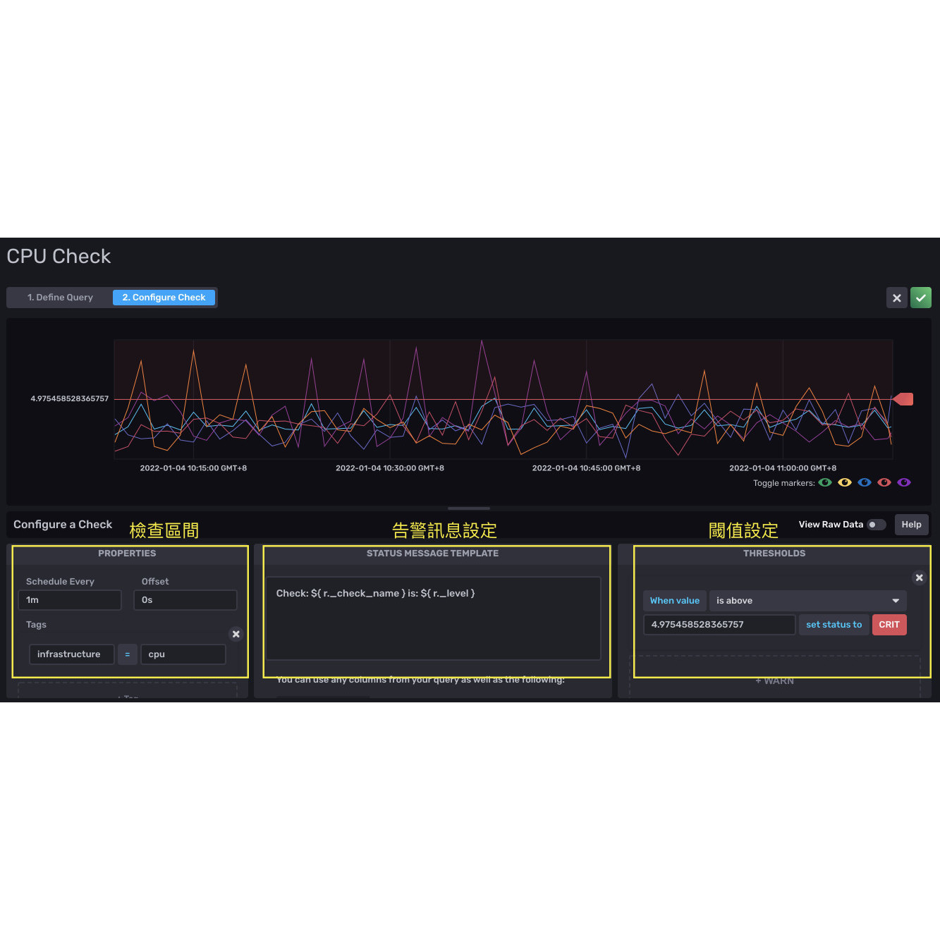 influxdb alerting configure check