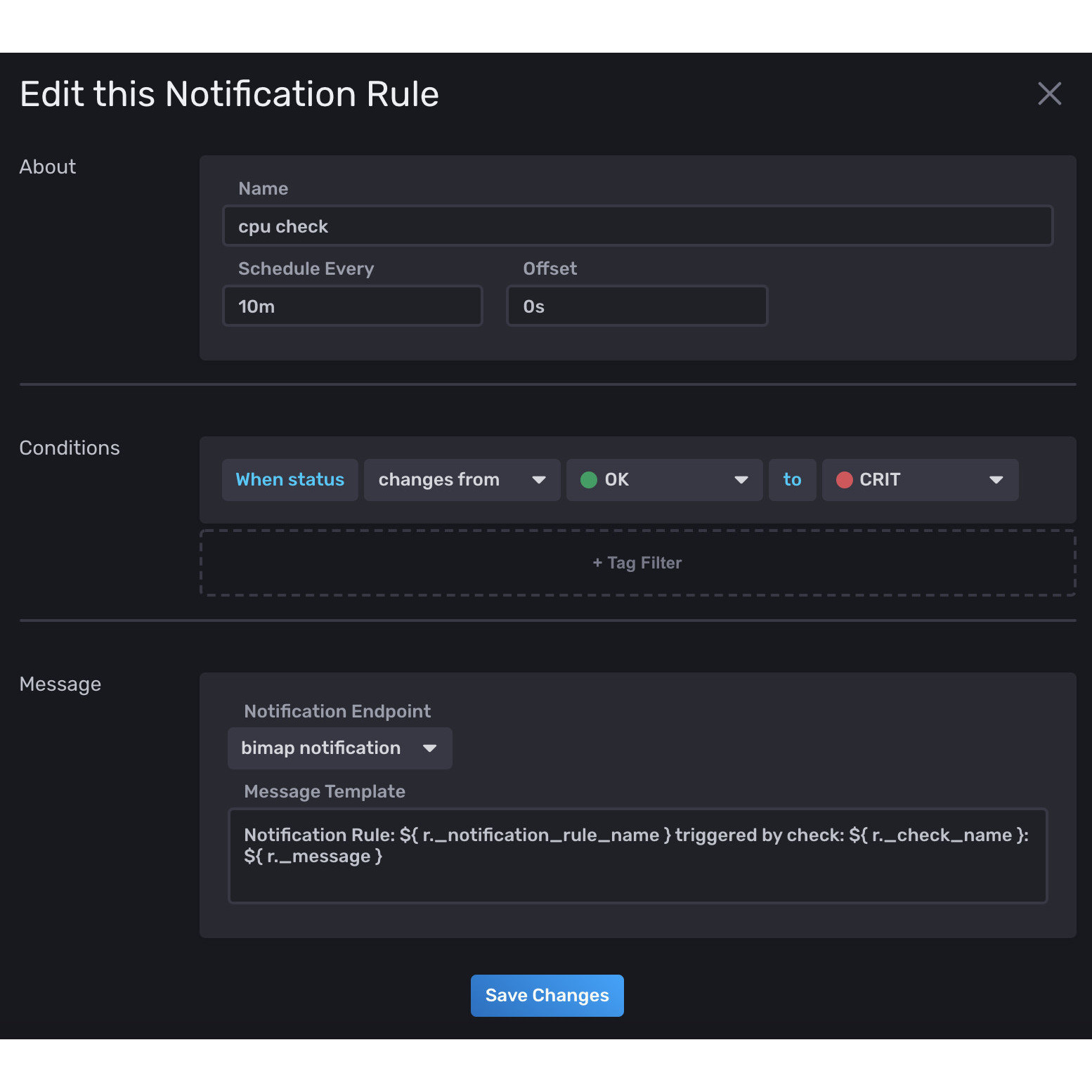 influxdb alerting create notification rule
