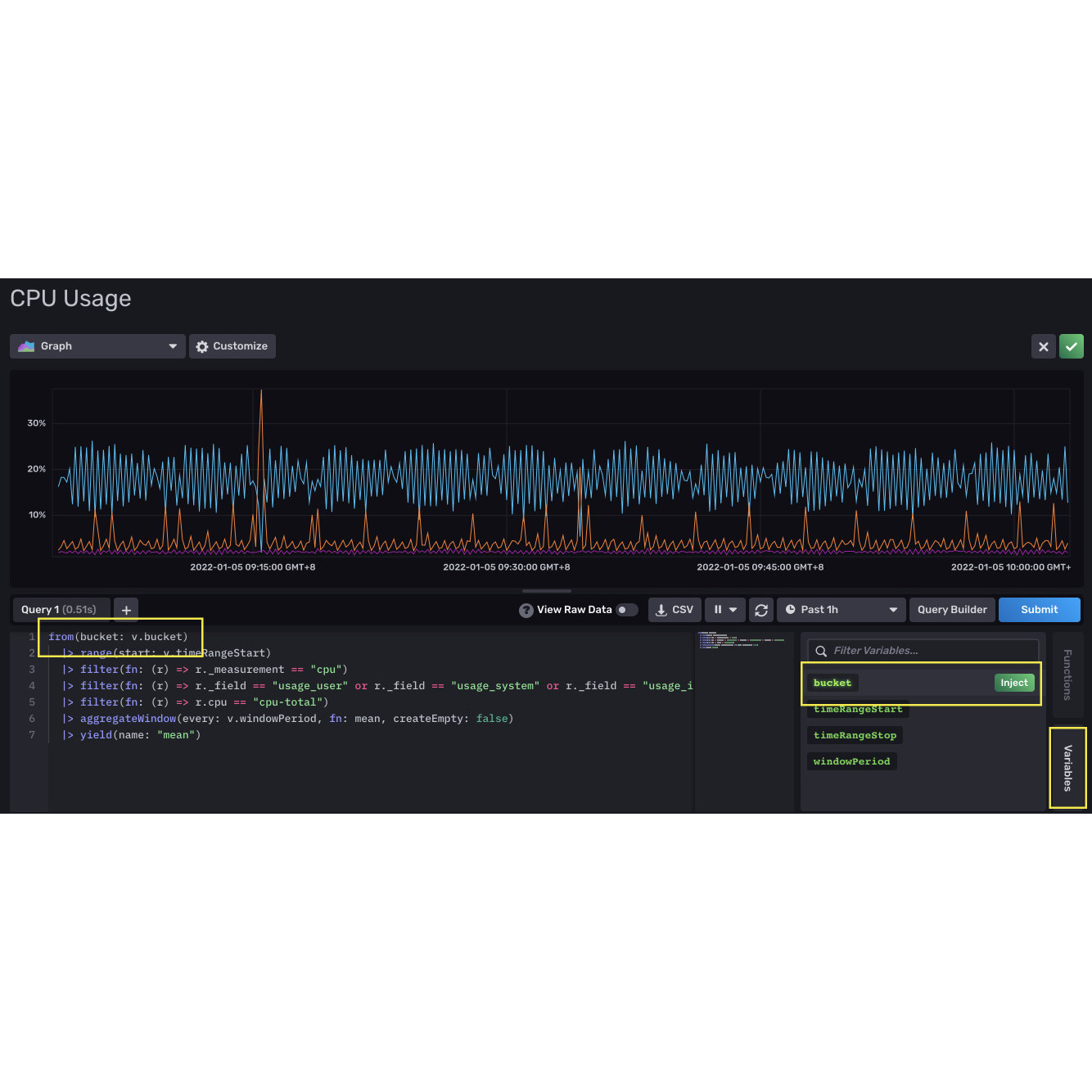 influxdb use variable in dashboard visualize