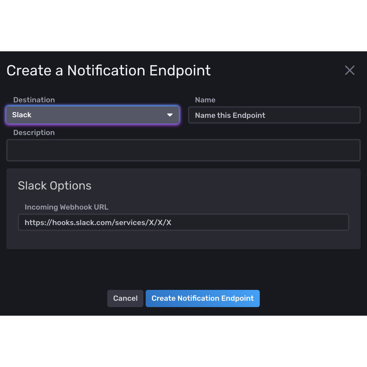 influxdb alerting create notification endpoint